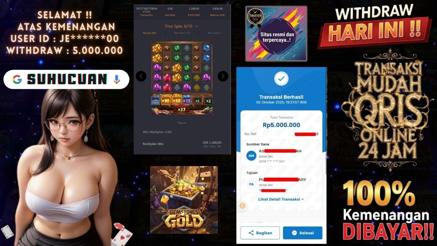 SUHUCUAN JACKPOT SLOT GEMSTONES GOLD
